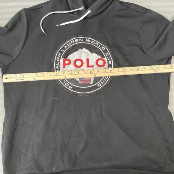 Polo Ralph Lauren Hoodie Mens XL Black Alpine World Cup Racing Patch Sweatshirt - Picture 4 of 10